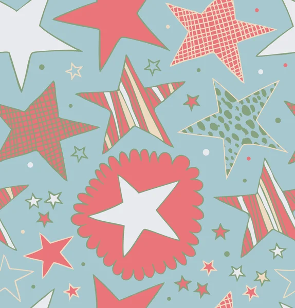 Nahtlose abstrakte Retro-Muster mit Sternen. sternförmig dekorativ gezeichneten Hintergrund. Doodle süße Textur — Stockvektor