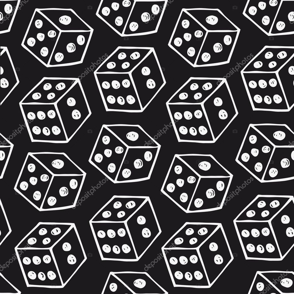 Image of dice Seamless black pattern with drawn bricks