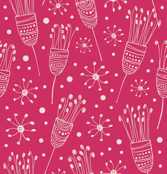 Kleurrijke naadloze bloemmotief. contrast stof textuur met decoratieve bomen. leuke achtergrond met bladeren voor gordijnen, kleren, prenten, wallpapers, pakketten — Stockvector