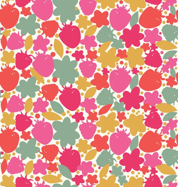 Seamless berries pattern. Colorful floral background can be used for cards, gifts, prints, crafts. — Stock Vector