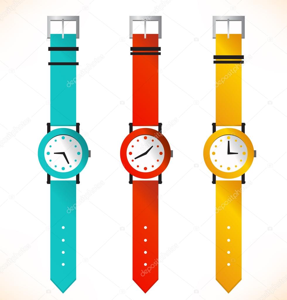 Isolated clocks. Wristwatch. Set of clocks Stock Vector Image by