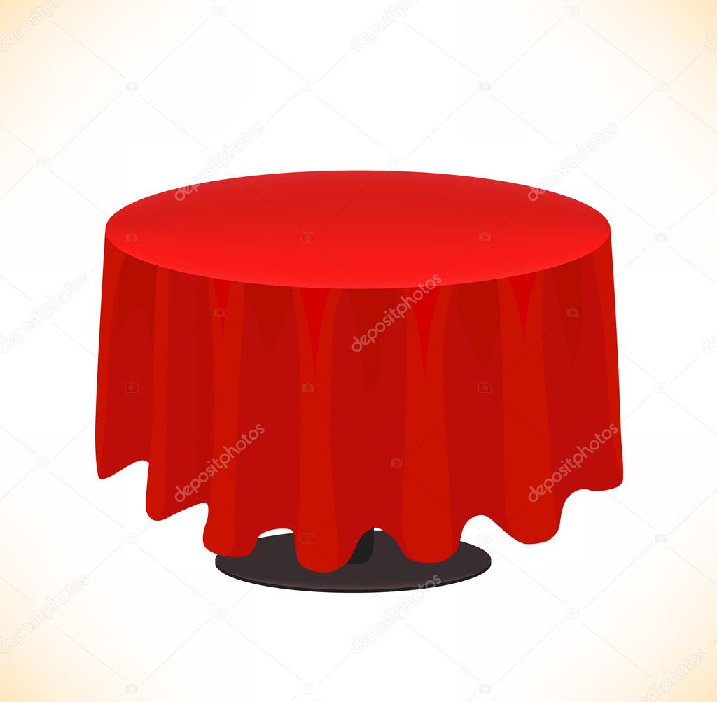 Vector isolated red table on white background. Table cloth