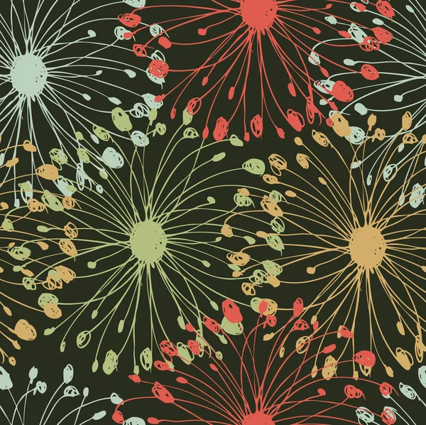 Patrón floral inconsútil colorido. Textura de tela en contraste con árboles decorativos. Lindo fondo con hojas para cortinas, ropa, impresiones, fondos de pantalla, paquetes — Vector de stock