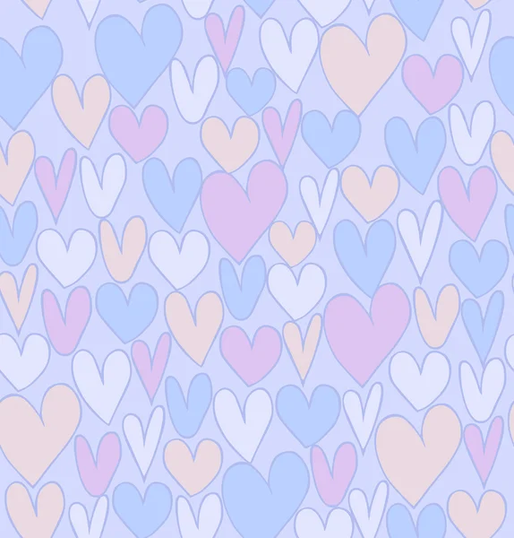 Naadloze abstracte liefde patroon. Doodle achtergrond met verschillende hart. afdrukken textuur — Stockvector