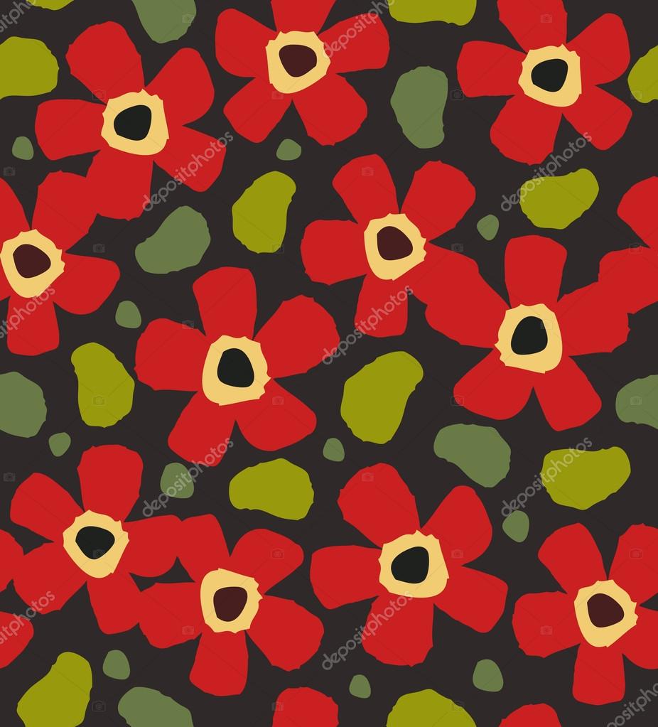 カラフルなシームレスな花柄 装飾的な木とのコントラスト生地のテクスチャ かわいい背景とカーテン 衣服 プリント 壁紙パッケージの葉します ストックベクター C Silmen