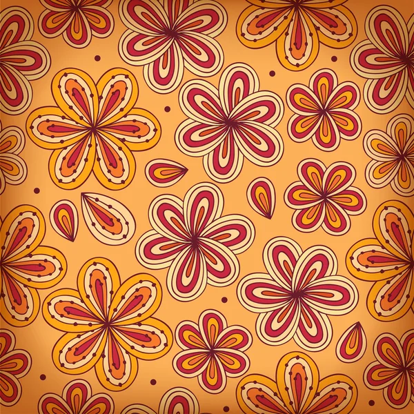 Doodle textura de tela sin costura decorativa brillante. Fondo con flores. Patrón Vintage — Vector de stock