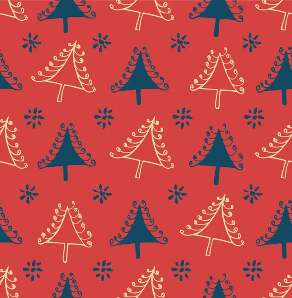 Naadloze Kerst patroon. eindeloze textuur met decoratieve sparren. abstracte vakantie achtergrond. Xmas afdrukontwerp — Stockvector