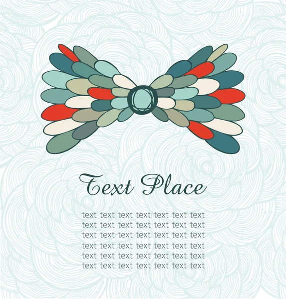 Text background with doodle hand drawn illustration. Angel wings. Feathers bow. Romantic bright template for design and decoration — 스톡 벡터