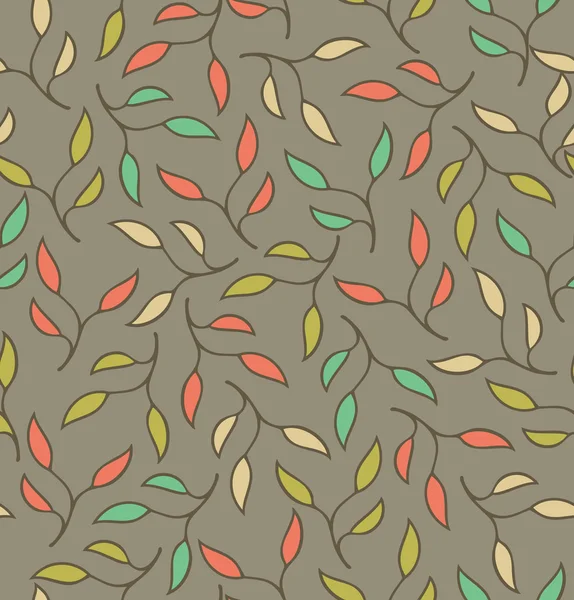 Patrón floral decorativo, fondo colorido abstracto con filas de hojas. Se puede utilizar para fondos de pantalla, páginas web, tarjetas, artes, textura de la superficie, adornos de ropa — Vector de stock