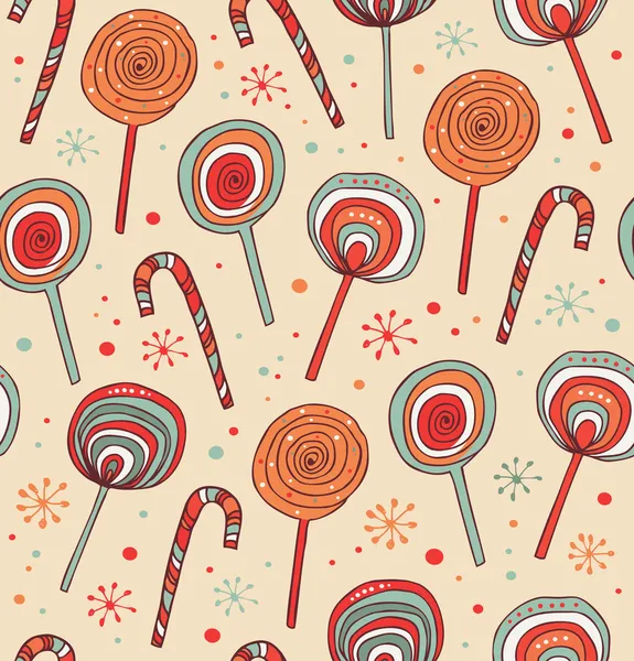 Lollipops background. Sugarplums.Differen t fruit drops. Sugar candies. Sweet seamless pattern — Stock Vector
