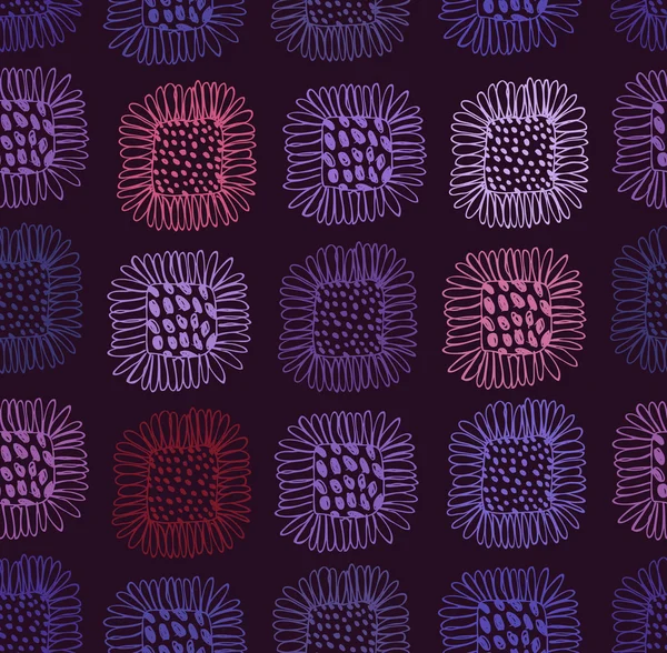 Farbenfrohe florale nahtlose Muster. Kontraststoffstruktur mit dekorativen Bäumen. niedlichen Hintergrund mit Blättern für Vorhänge, Kleidung, Drucke, Tapeten, Pakete — Stockvektor