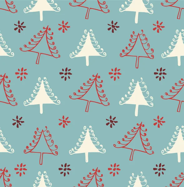 Бесшовный рождественский узор. Бесконечная текстура с декоративными елочками. Абстрактный праздничный фон. Рождественский принт — стоковый вектор