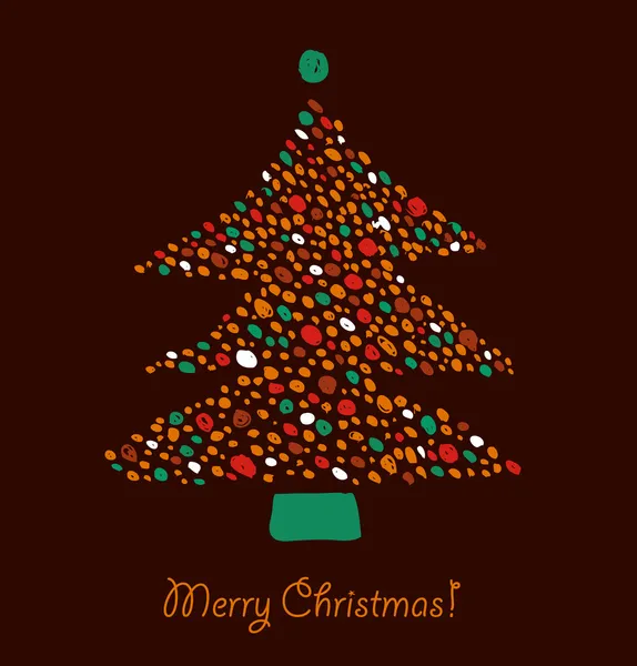 Árbol de Navidad hecho de puntos. Elemento para el diseño de Navidad. Plantilla de tarjeta linda retro — Archivo Imágenes Vectoriales