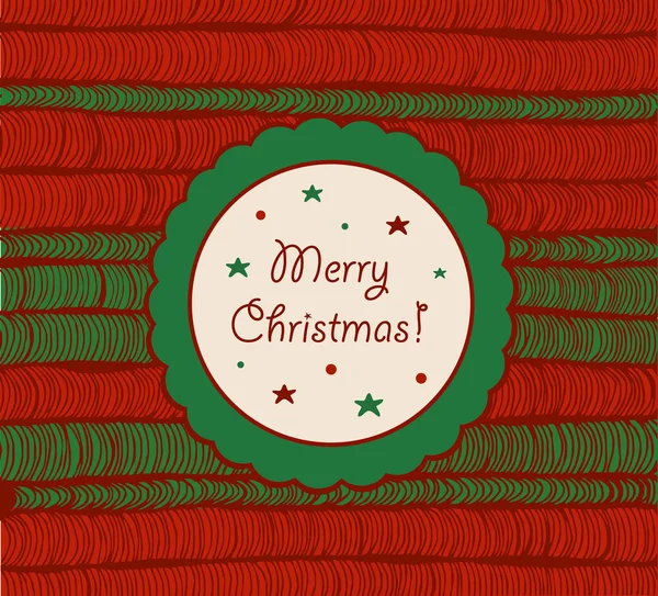 Christmas card with netting hand-drawn texture. Vintage element for xmas design. Circle frame with text. Rosette — 스톡 벡터