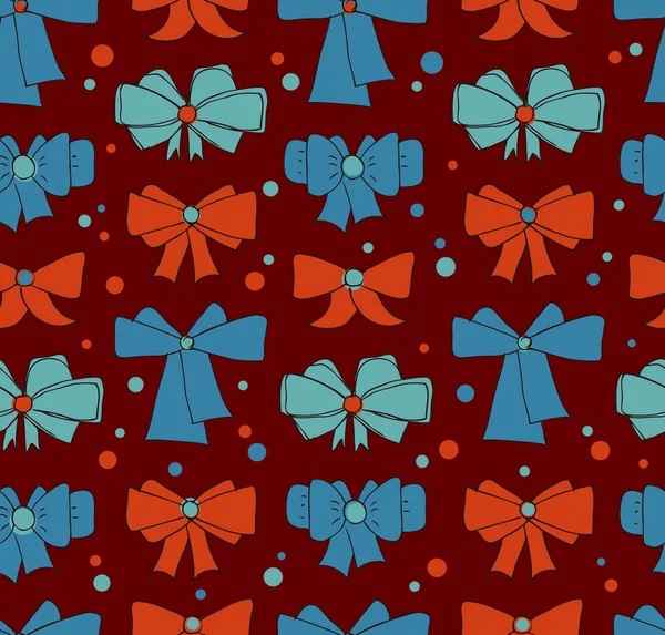 Fondo de Navidad sin costuras con arcos. Patrón de Navidad lindo sin fin para textiles, artesanías, estampados. Fondo de vacaciones — Vector de stock