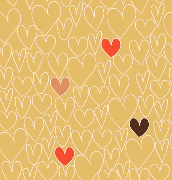 Seamless abstract love pattern. Doodle background with different hearts. Printing texture — Stock Vector