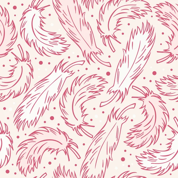 Sömlös färgstarka bakgrund med plymer. dekorativa doodle mönster med fjädrar — ストックベクタ
