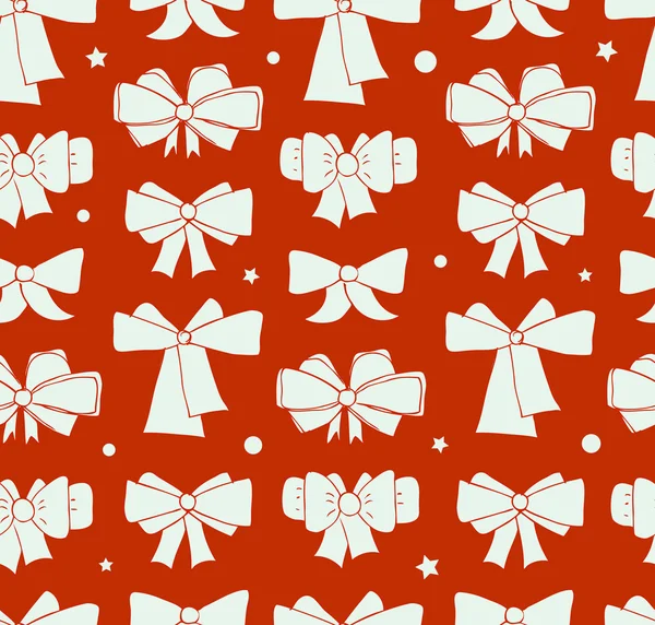 Seamless Christmas background with bows. Endless cute xmas pattern for textile, crafts, prints. Holiday backdrop — Wektor stockowy