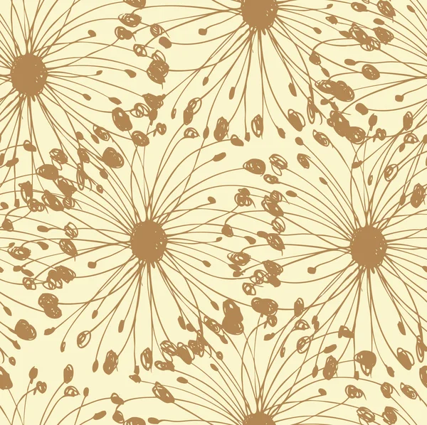 Padrão floral. Fundo abstrato decorativo. Textura de rabiscos. Campo. Padrão floral sem fim, modelo para design e decoração têxtil, papel de embrulho, fundos, pacote — Vetor de Stock