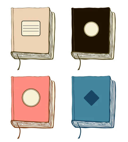 Ensemble avec des croquis de livres. Collection vectorielle de couvertures dessinées à la main. Modèles de Copybooks — Image vectorielle