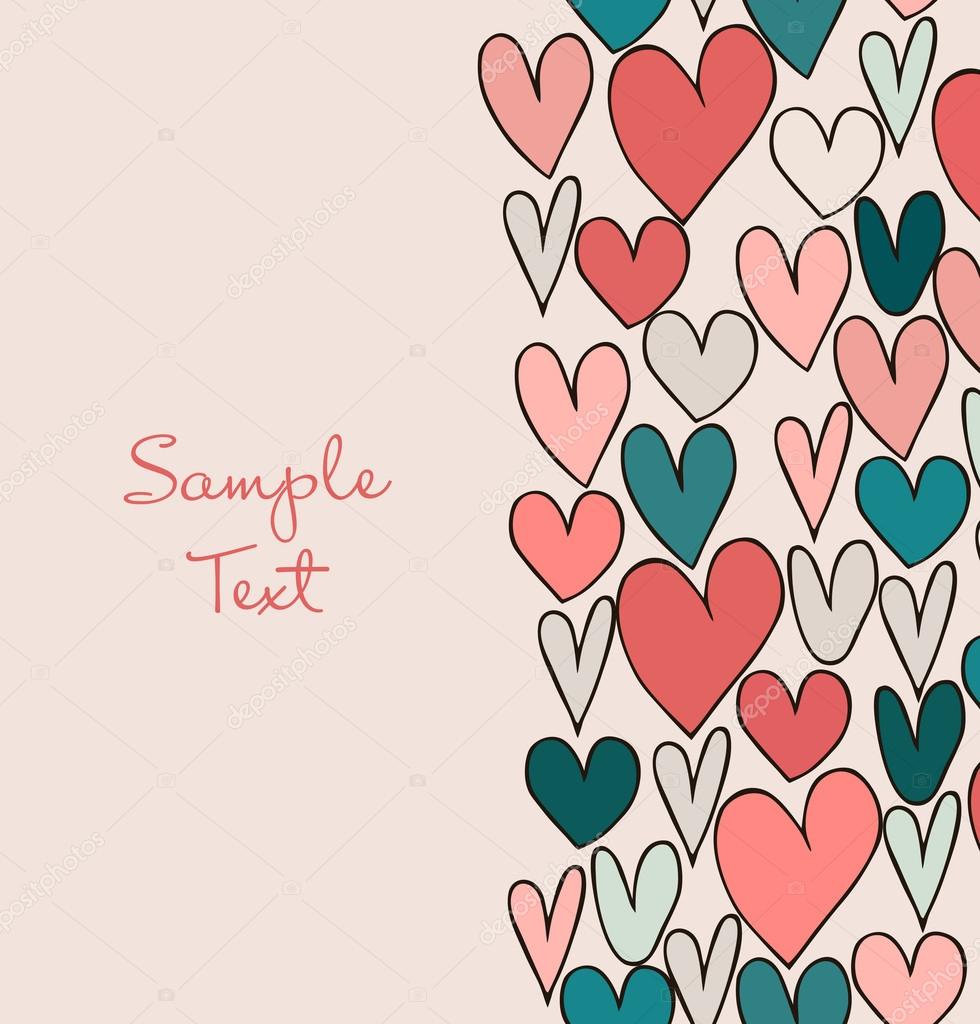 Seamless abstract love pattern. Doodle background with different hearts. Printing texture