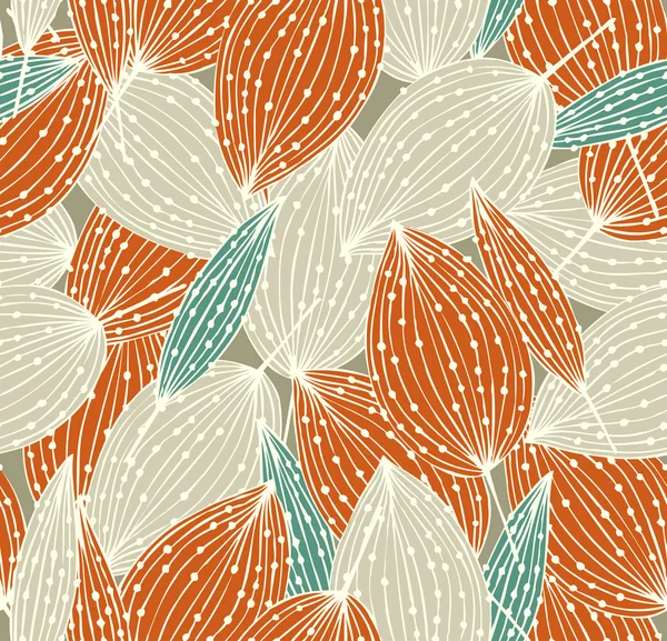 Patrón floral decorativo, fondo colorido abstracto con filas de hojas. Se puede utilizar para fondos de pantalla, páginas web, tarjetas, artes, textura de la superficie, adornos de ropa — Archivo Imágenes Vectoriales