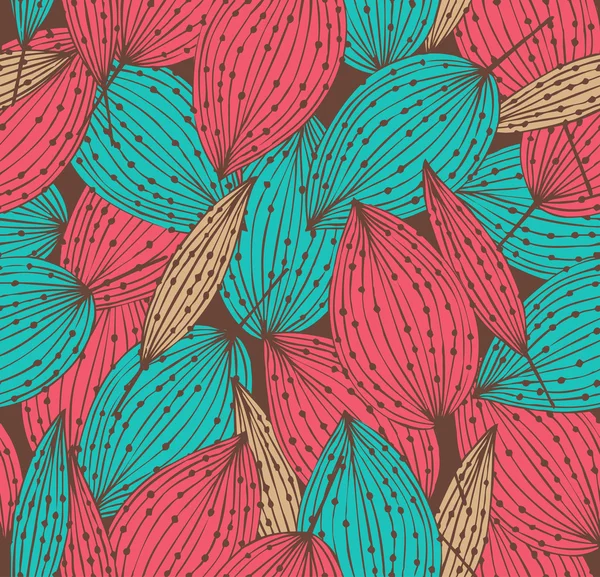Dekorative florale Muster, abstrakte bunte Hintergrund mit Reihen von Blättern. kann für Tapeten, Webseiten, Karten, Kunst, Oberflächentextur, Kleidung Ornamente verwendet werden — Stockvektor