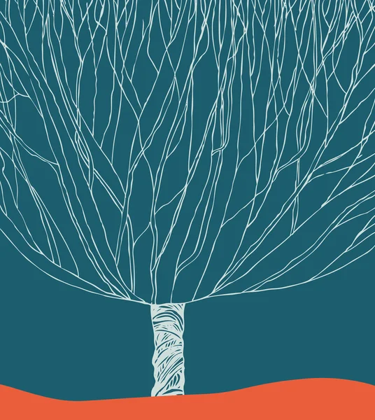 Grafische Silhouette eines Baumes. Handgezeichnete Elemente für Design, Karten, Illustrationen, Kunsthandwerk, Kunst — Stockvektor