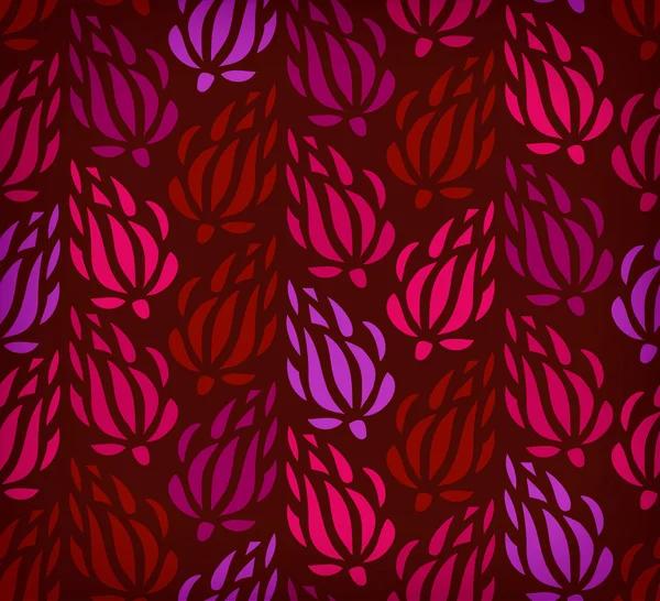 Patrón floral decorativo, fondo colorido abstracto con filas de hojas. Se puede utilizar para fondos de pantalla, páginas web, tarjetas, artes, textura de la superficie, adornos de ropa — Vector de stock