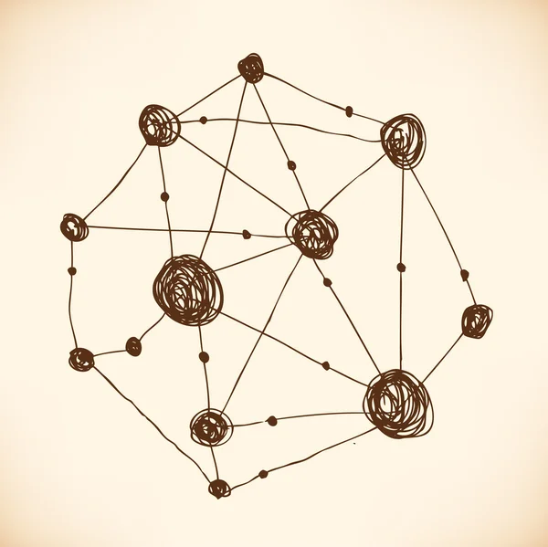 Modell des Atoms. Atomgitter. Struktur. Punkt und lineares abstraktes Element — Stockvektor