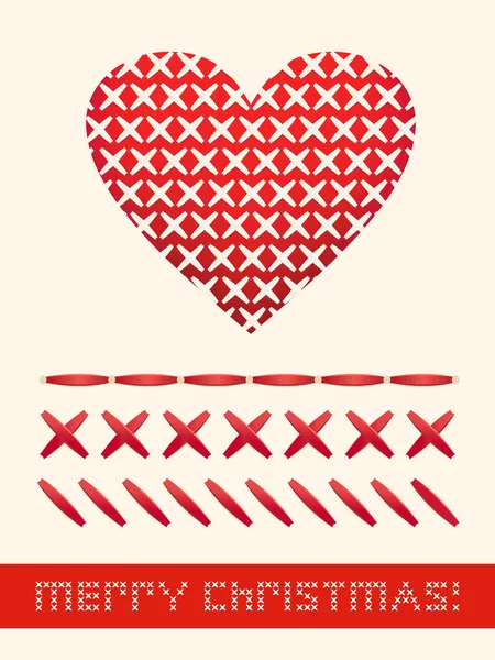 Corazón rojo de navidad con puntos. Conjunto de diseño para feliz año nuevo y casarse con la Navidad ! Gráficos Vectoriales