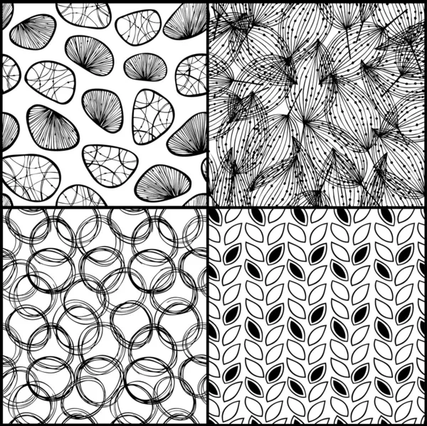 Conjunto de fundo preto sem costura. Coleção de padrões infinitos. Pode usar para artes, cartões, têxteis, papéis de parede, páginas da web. Lindos fundos abstratos — Vetor de Stock