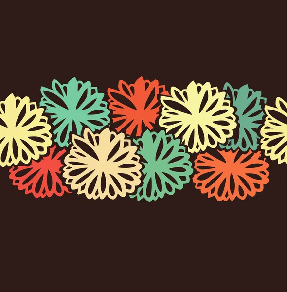 Decoratieve bloemmotief, abstracte kleurrijke achtergrond met rijen van bladeren. kan worden gebruikt voor achtergronden, webpagina's, kaarten, Kunsten, textuur, kleren ornamenten — Stockvector