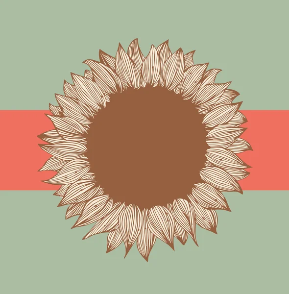 Fondo floral vintage con girasol. Tarjeta retro estilo dibujado con flores — Vector de stock