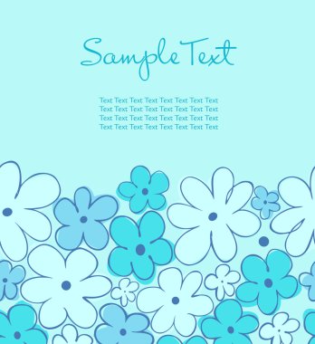 Vintage romantik mavi renkli çiçekli. Sen metin için yer ile sevimli çiçek kartı