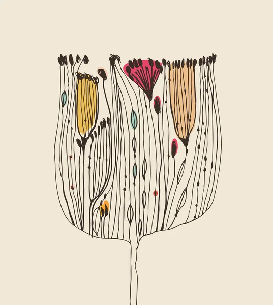 Mignon bouquet décoratif de fleurs. Elément en dentelle dessinée à la main pour le design, cartes, artisanat, impressions sur sacs, tasses, souvenirs — Image vectorielle