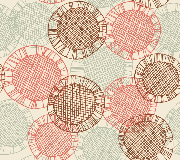 Patrón sin costuras con círculos de encaje dibujados a mano. Fondo decorativo brillante sin fin. Textura de malla vectorial. Clip art — Vector de stock