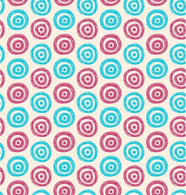 vektör arka plan. kesintisiz mavi ve pembe el daireler ile çizilmiş desen. duvar kağıdı, desen dolgularını, web sayfası arka planı, yüzey dokuları için kullanılabilir