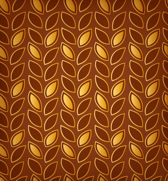 Patrón floral dorado, Fondo con hileras de hojas. Puede utilizar para fondos de pantalla, páginas web, tarjetas, artes, textura de la superficie, adornos de ropa — Vector de stock