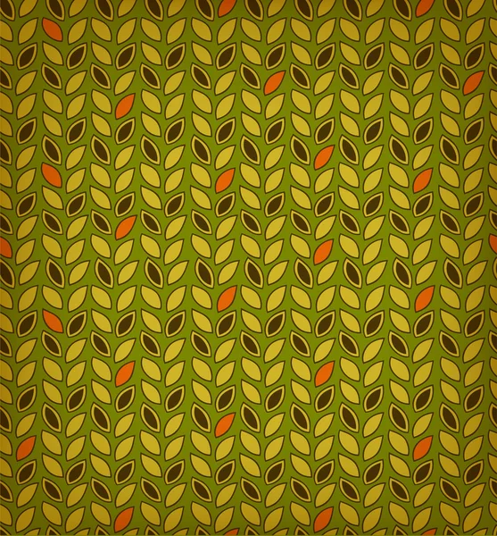 Green floral pattern, Background with rows of leafs. Can use for wallpapers, web pages, cards, arts, surface texture, clothes ornaments — Stock Vector