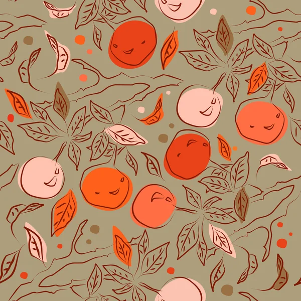 Summer seamless pattern with orange branches. Decorative floral background can be used for wallpaper, pattern fills, web page, surface textures. Gorgeous endless floral backdrop — Stock Vector