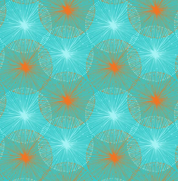 Éléments radiaux vert et orange. Fond sans couture pour les modèles, cartes, textile, fonds d'écran, pages Web — Image vectorielle