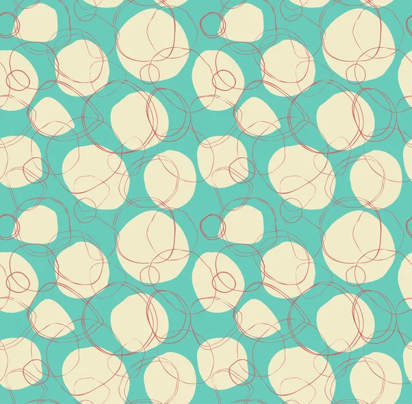 Modèle linéaire sans couture turquoise avec cercles noyés à la main — Image vectorielle