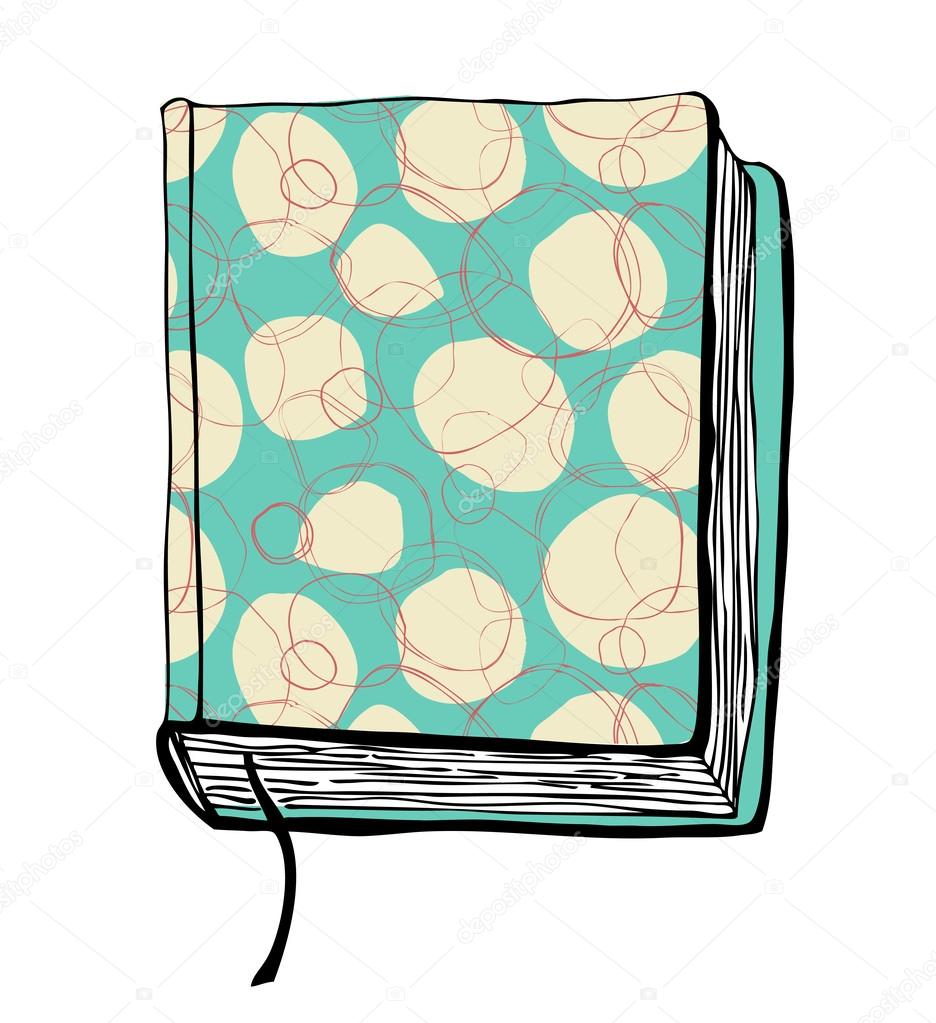 Vector illustration with hand drown turquoise cover. Can use for passport cover, notebook cover, diary cover, phone cover. Sketch of book.
