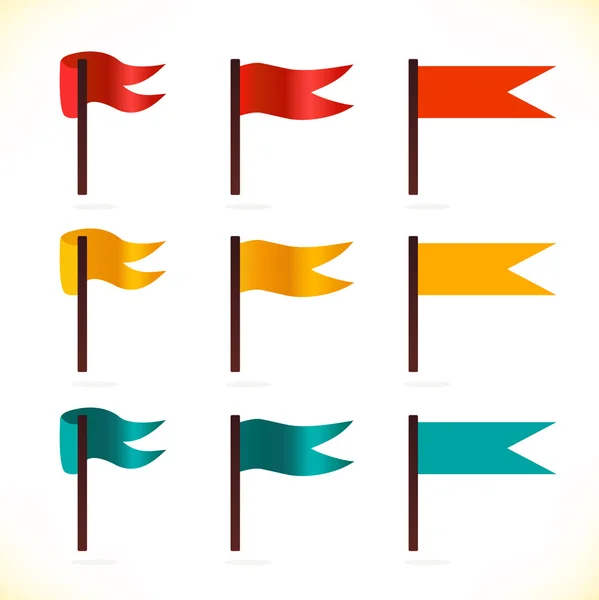 Uppsättning vektor flaggor. multicolor ikoner för webbsidor, spel, presentationer — Stock vektor
