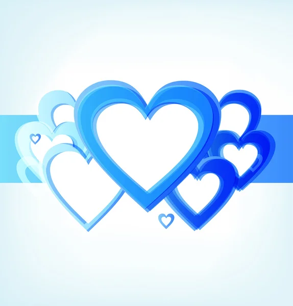 条纹中蓝色的心 — 图库矢量图片