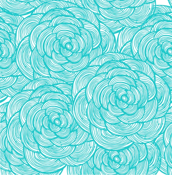 Turquoise lineaire bloemen achtergrond — Stockvector