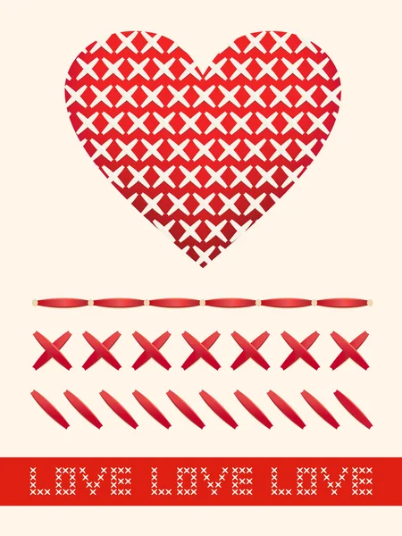 Corazón rojo de navidad con puntos. Conjunto de diseño para feliz año nuevo y casarse con la Navidad ! Ilustraciones De Stock Sin Royalties Gratis