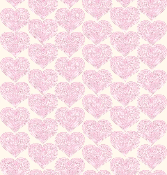 Rose ornate seamless pattern with lacy hearts. Decorative fabric texture — Stock Vector