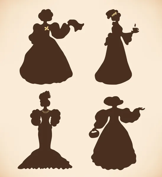 Set of women silhouettes — Stock Vector